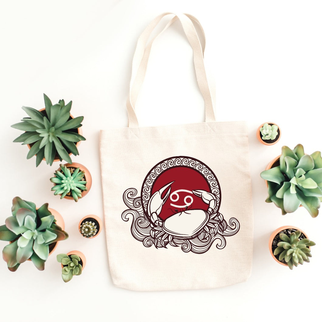 Cancer Horoscope Printed Tote Bag