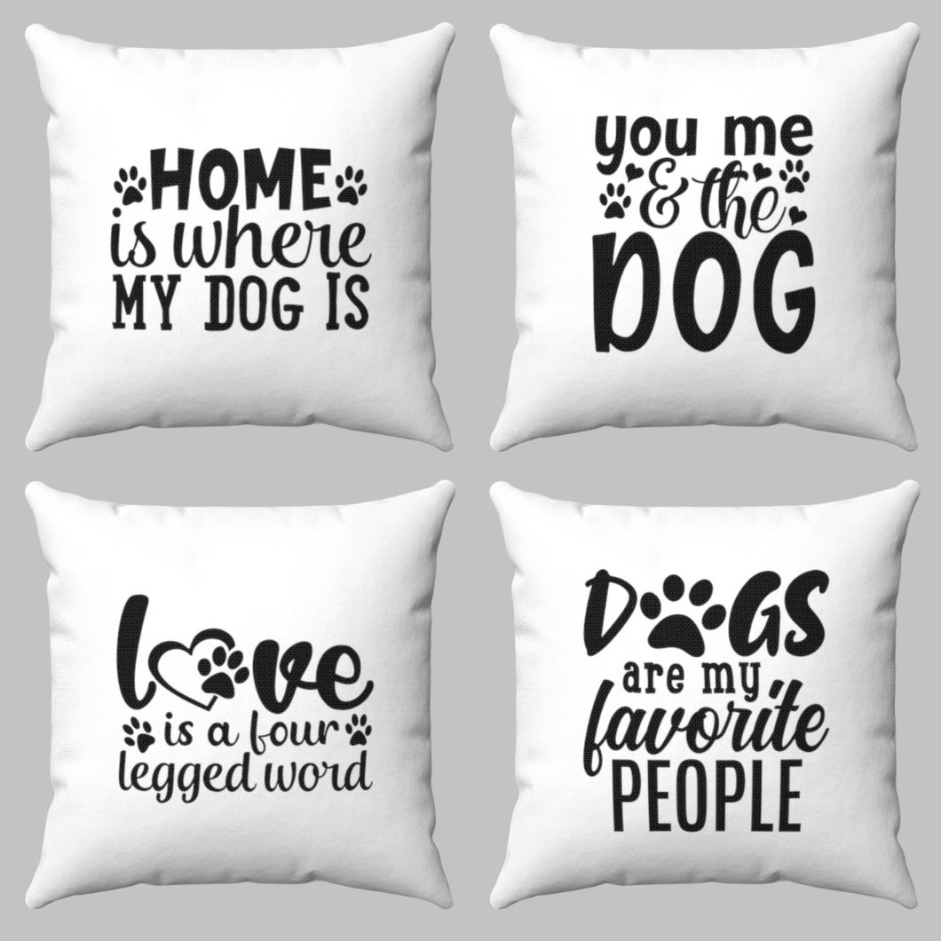 Dogs Printed Set of 4 Cushions