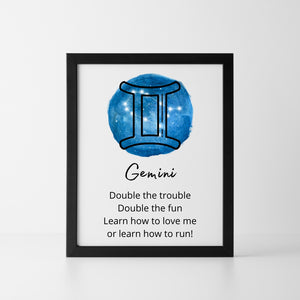 Gemini Wall Art Double the Trouble Double the Fun
