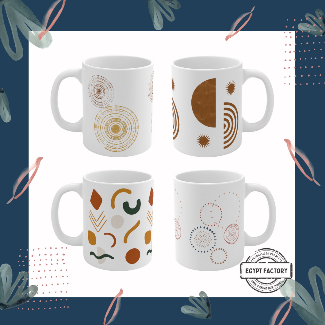 Abstract Boho Set of 4 Mugs
