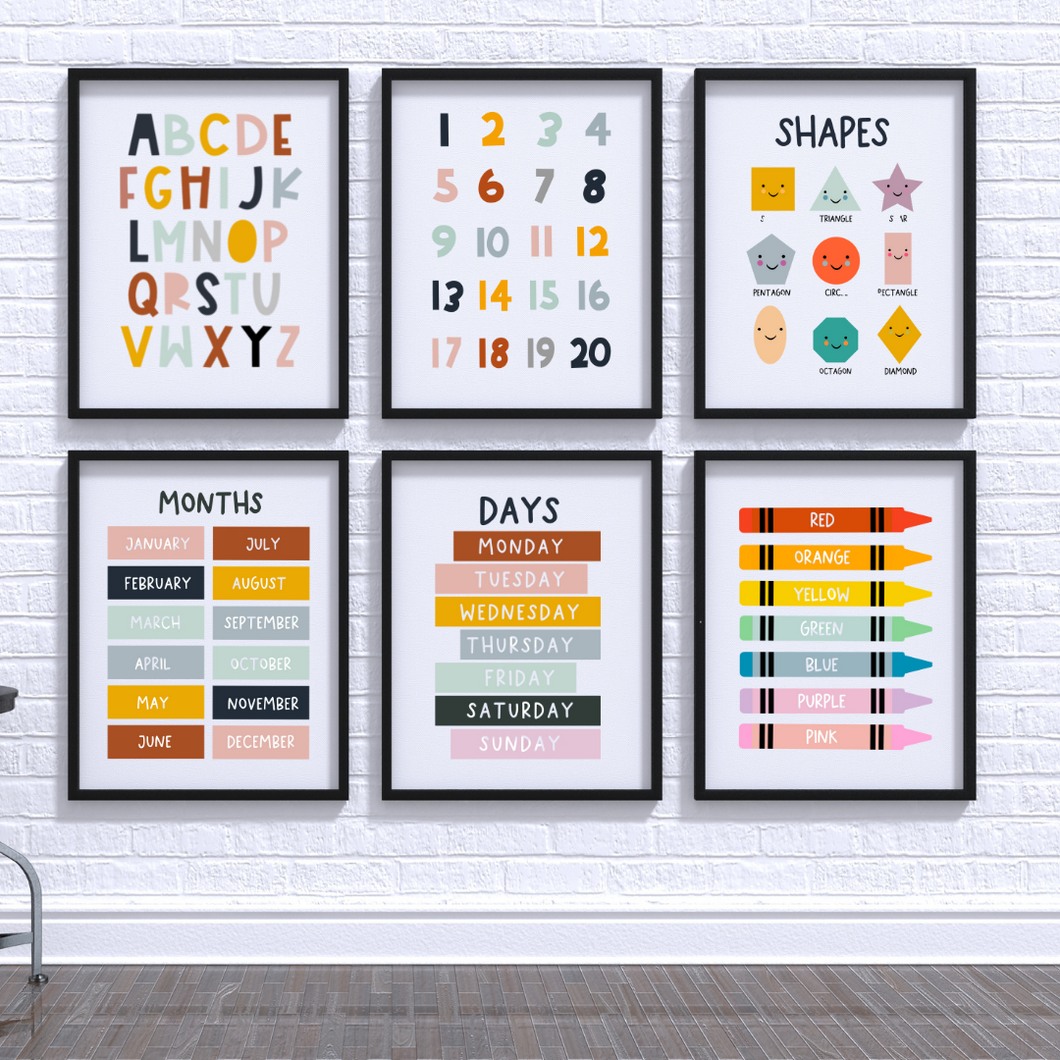 Kids Nursery Wall Art Set of 6