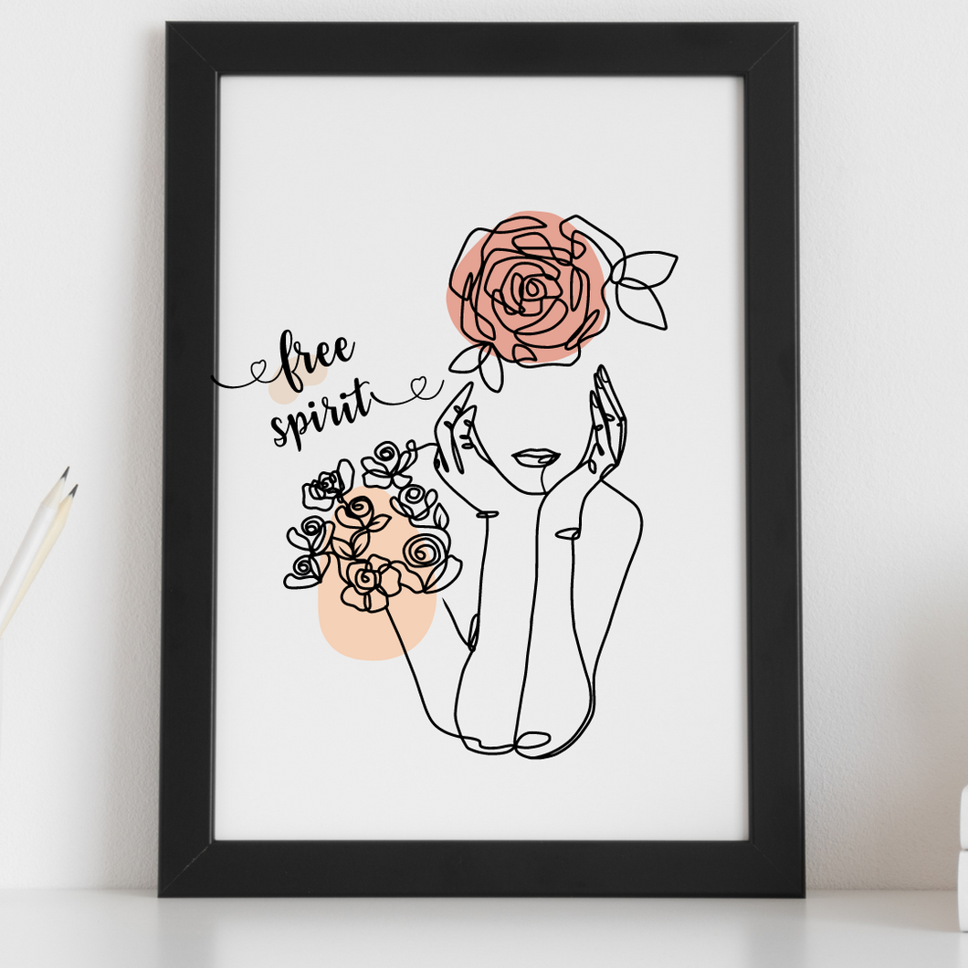 Women Free Spirit Line Art